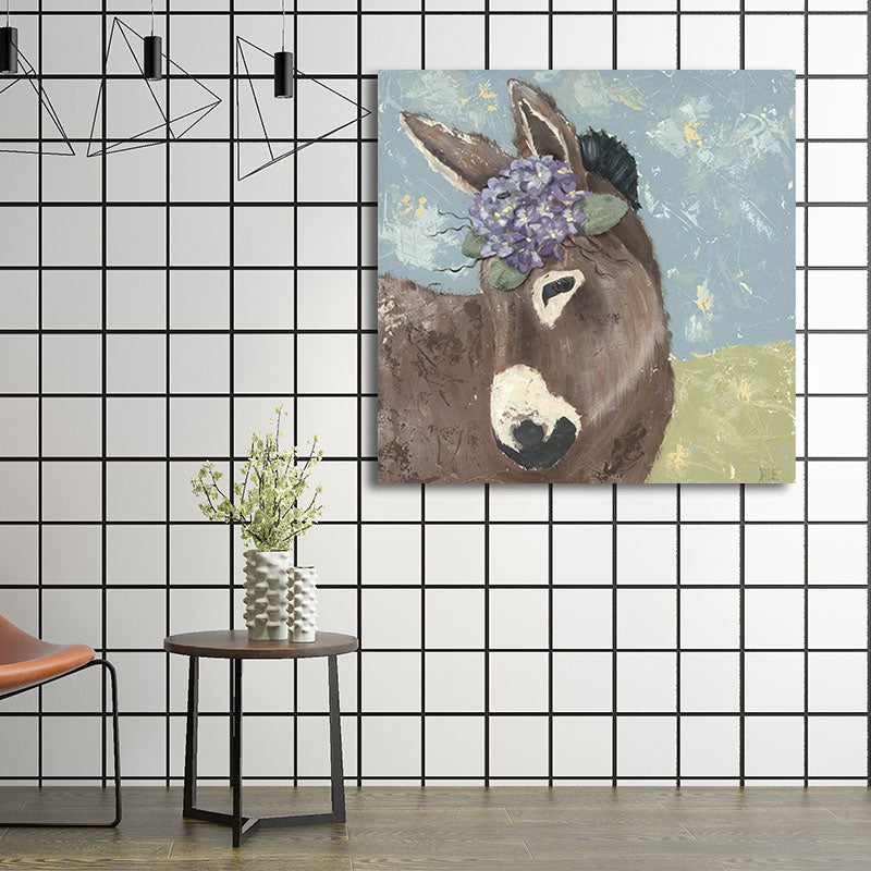 Country Farm Animal Painting Art Print Soft Color Bedroom Wall Decoration, Textured Clearhalo 'Art Gallery' 'Canvas Art' 'Country Art Gallery' 'French Country' 'Rustic' Arts' 1656298