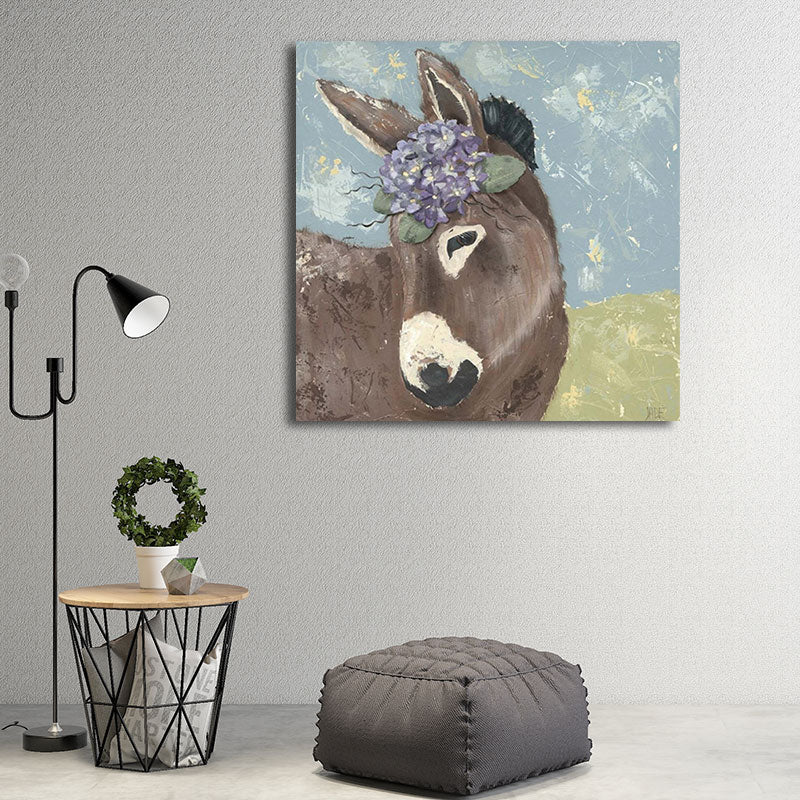 Country Farm Animal Painting Art Print Soft Color Bedroom Wall Decoration, Textured Clearhalo 'Art Gallery' 'Canvas Art' 'Country Art Gallery' 'French Country' 'Rustic' Arts' 1656299