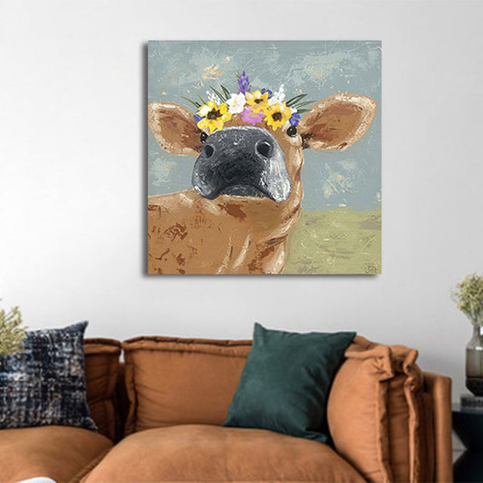 Country Farm Animal Painting Art Print Soft Color Bedroom Wall Decoration, Textured Orange Clearhalo 'Art Gallery' 'Canvas Art' 'Country Art Gallery' 'French Country' 'Rustic' Arts' 1656301