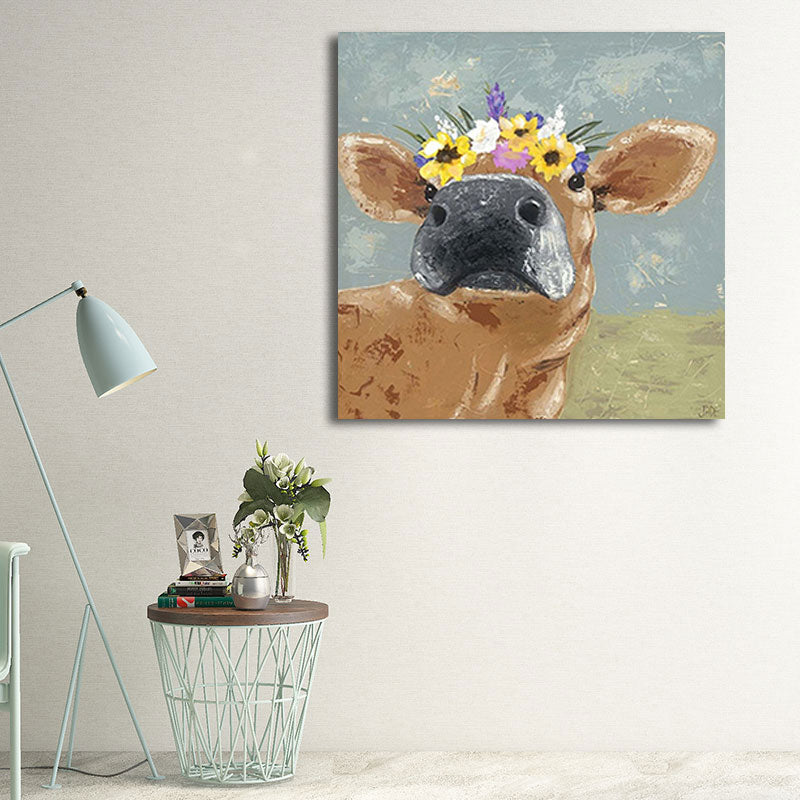 Country Farm Animal Painting Art Print Soft Color Bedroom Wall Decoration, Textured Clearhalo 'Art Gallery' 'Canvas Art' 'Country Art Gallery' 'French Country' 'Rustic' Arts' 1656302