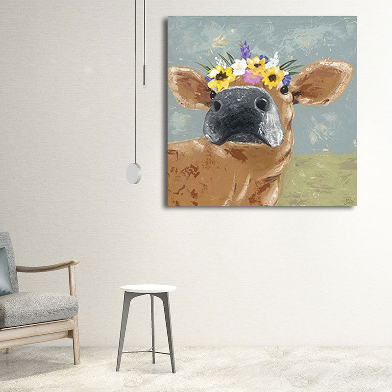 Country Farm Animal Painting Art Print Soft Color Bedroom Wall Decoration, Textured Clearhalo 'Art Gallery' 'Canvas Art' 'Country Art Gallery' 'French Country' 'Rustic' Arts' 1656303