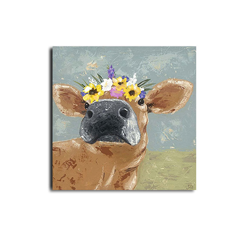 Country Farm Animal Painting Art Print Soft Color Bedroom Wall Decoration, Textured Clearhalo 'Art Gallery' 'Canvas Art' 'Country Art Gallery' 'French Country' 'Rustic' Arts' 1656304