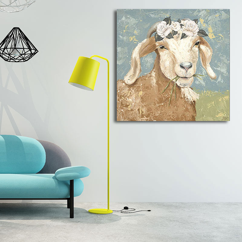 Country Farm Animal Painting Art Print Soft Color Bedroom Wall Decoration, Textured Clearhalo 'Art Gallery' 'Canvas Art' 'Country Art Gallery' 'French Country' 'Rustic' Arts' 1656307