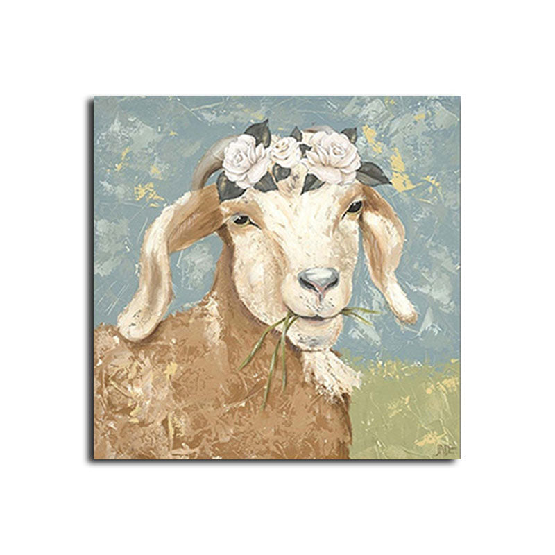 Country Farm Animal Painting Art Print Soft Color Bedroom Wall Decoration, Textured Clearhalo 'Art Gallery' 'Canvas Art' 'Country Art Gallery' 'French Country' 'Rustic' Arts' 1656308