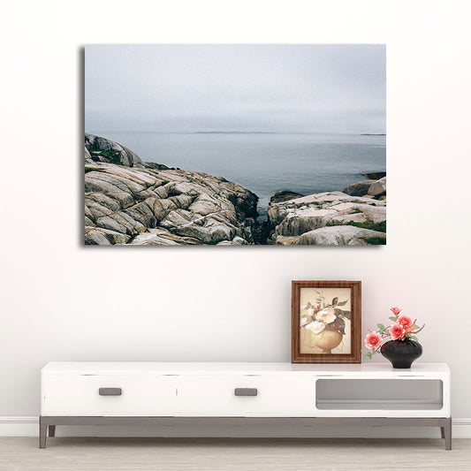 Canvas Textured Wall Decor Tropical Seascape from the Rock Shore Art Print in Blue Blue Clearhalo 'Art Gallery' 'Canvas Art' 'Coastal Art Gallery' 'Nautical' Arts' 1656309