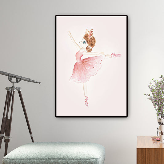 Pink Dancer Painting Canvas Print Textured Surface Glam Kids Bedroom Wall Art Decor Pink Girl Clearhalo 'Art Gallery' 'Canvas Art' 'Kids' Arts' 1656323