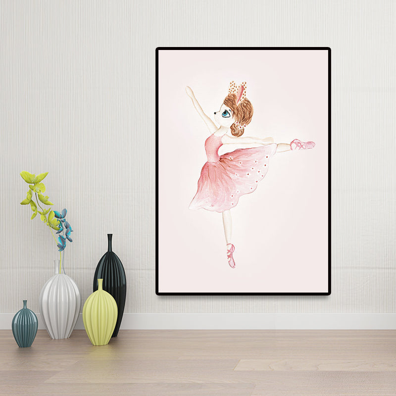 Pink Dancer Painting Canvas Print Textured Surface Glam Kids Bedroom Wall Art Decor Clearhalo 'Art Gallery' 'Canvas Art' 'Kids' Arts' 1656324