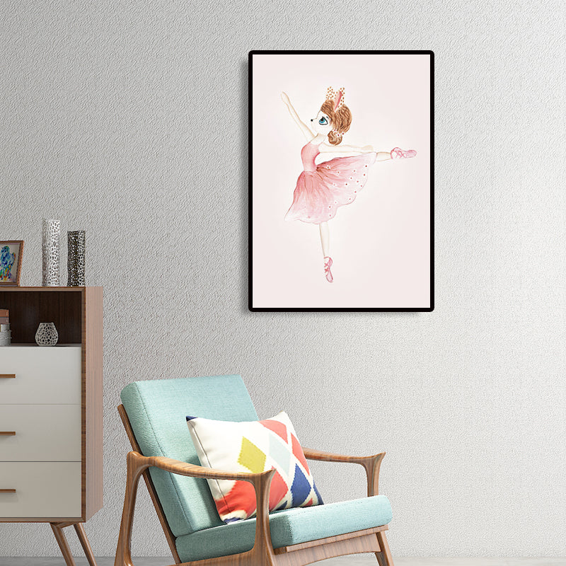 Pink Dancer Painting Canvas Print Textured Surface Glam Kids Bedroom Wall Art Decor Clearhalo 'Art Gallery' 'Canvas Art' 'Kids' Arts' 1656325