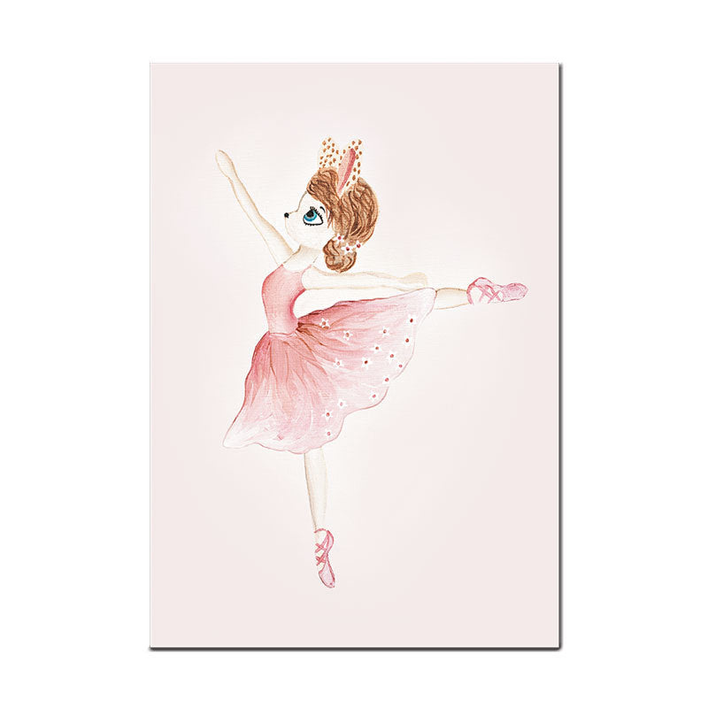 Pink Dancer Painting Canvas Print Textured Surface Glam Kids Bedroom Wall Art Decor Clearhalo 'Art Gallery' 'Canvas Art' 'Kids' Arts' 1656326