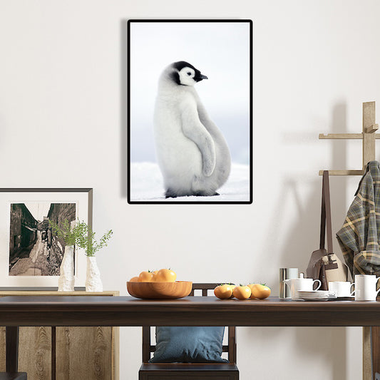 Textured Penguin Wall Art Print Canvas Contemporary Wall Decor for Childrens Bedroom Clearhalo 'Art Gallery' 'Canvas Art' 'Contemporary Art Gallery' 'Modern' Arts' 1656335