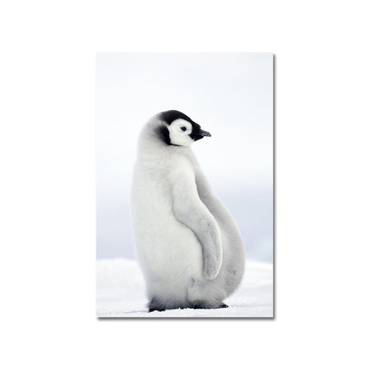Textured Penguin Wall Art Print Canvas Contemporary Wall Decor for Childrens Bedroom Clearhalo 'Art Gallery' 'Canvas Art' 'Contemporary Art Gallery' 'Modern' Arts' 1656337
