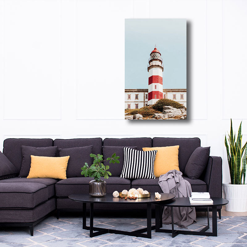 Lighthouse Canvas Wall Art Nautical Decorative for Living Room Paintings in Blue Clearhalo 'Art Gallery' 'Canvas Art' 'Contemporary Art Gallery' 'Modern' Arts' 1656356
