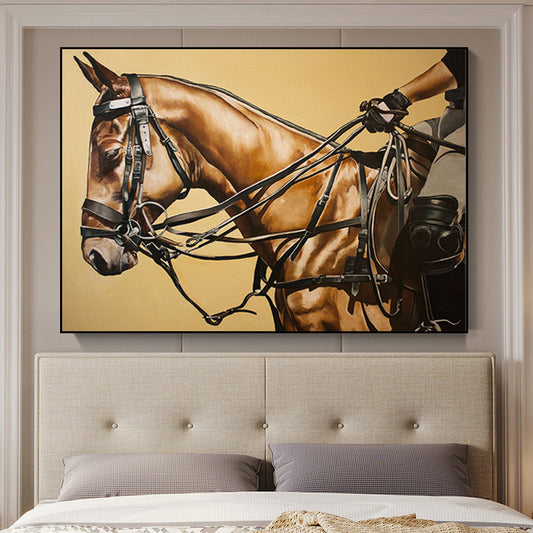 Riding Horse Wall Art Decor Contemporary Decorative for Drawing Room Wrapped Canvas Yellow Clearhalo 'Art Gallery' 'Canvas Art' 'Contemporary Art Gallery' 'Modern' Arts' 1656369