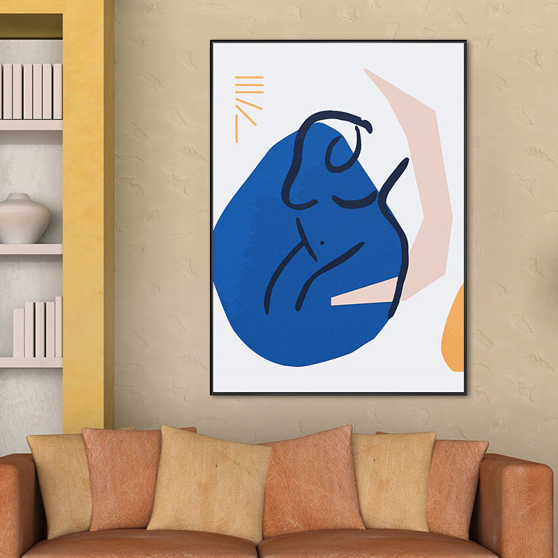 Soft Color Abstract Wall Decor Scandinavian Textured Canvas Print for Living Room Blue Clearhalo 'Arts' 'Canvas Art' 1656387