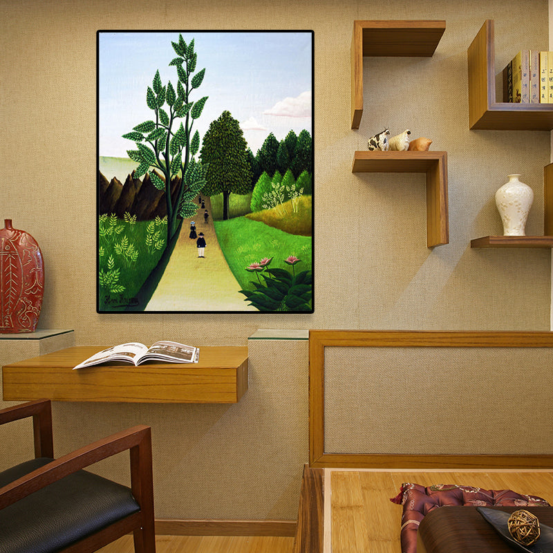 Green Wooded Pathway Wall Art Scenery Kids Style Textured Canvas Print for Nursery Clearhalo 'Art Gallery' 'Canvas Art' 'Kids' Arts' 1656414