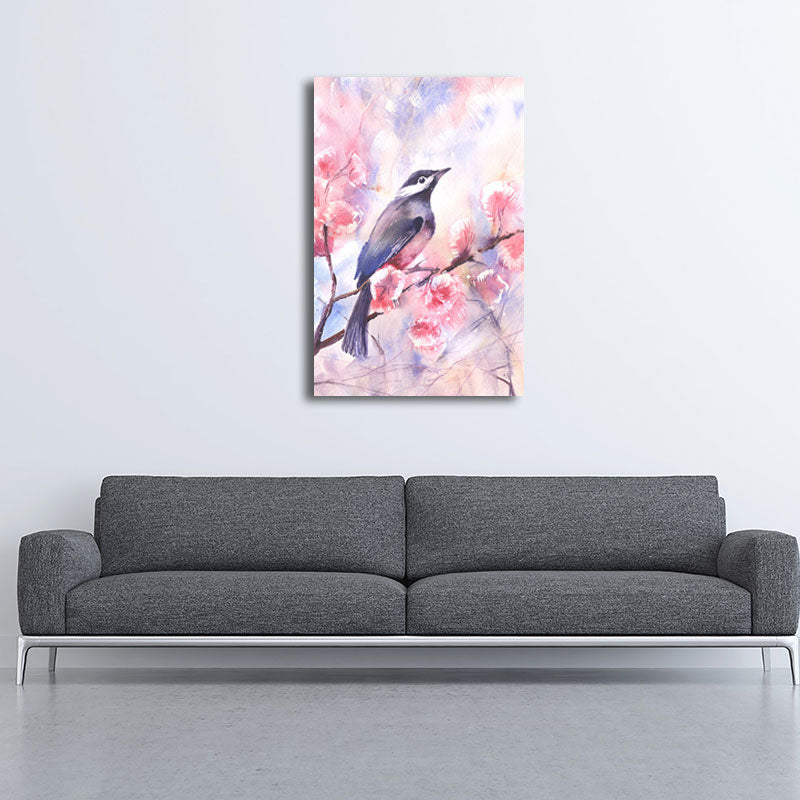 Rustic Bird Painting Canvas Print Pastel Color Textured Wall Art Decor for Living Room Clearhalo 'Art Gallery' 'Canvas Art' 'Country Art Gallery' 'French Country' 'Rustic' Arts' 1656424