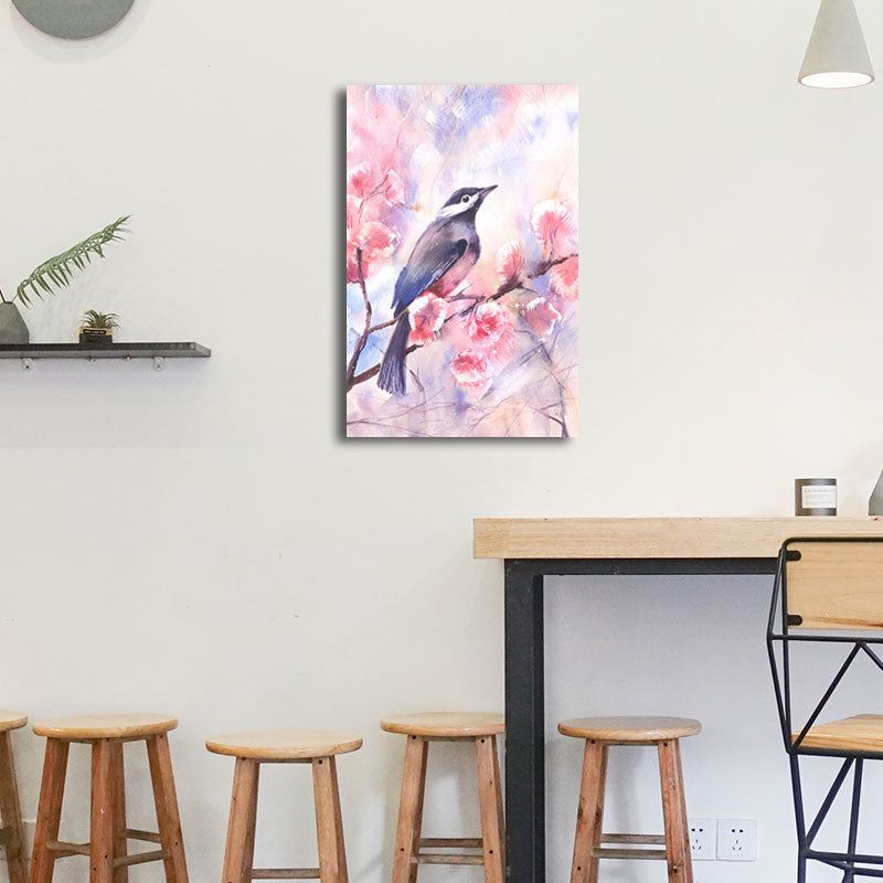 Rustic Bird Painting Canvas Print Pastel Color Textured Wall Art Decor for Living Room Clearhalo 'Art Gallery' 'Canvas Art' 'Country Art Gallery' 'French Country' 'Rustic' Arts' 1656425