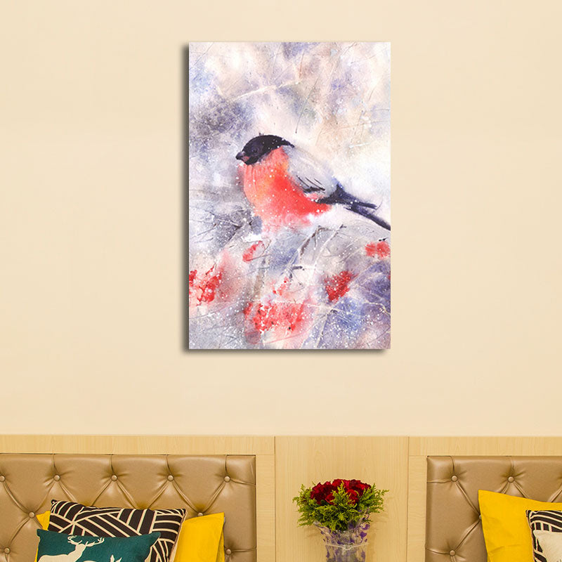 Rustic Bird Painting Canvas Print Pastel Color Textured Wall Art Decor for Living Room Clearhalo 'Art Gallery' 'Canvas Art' 'Country Art Gallery' 'French Country' 'Rustic' Arts' 1656431