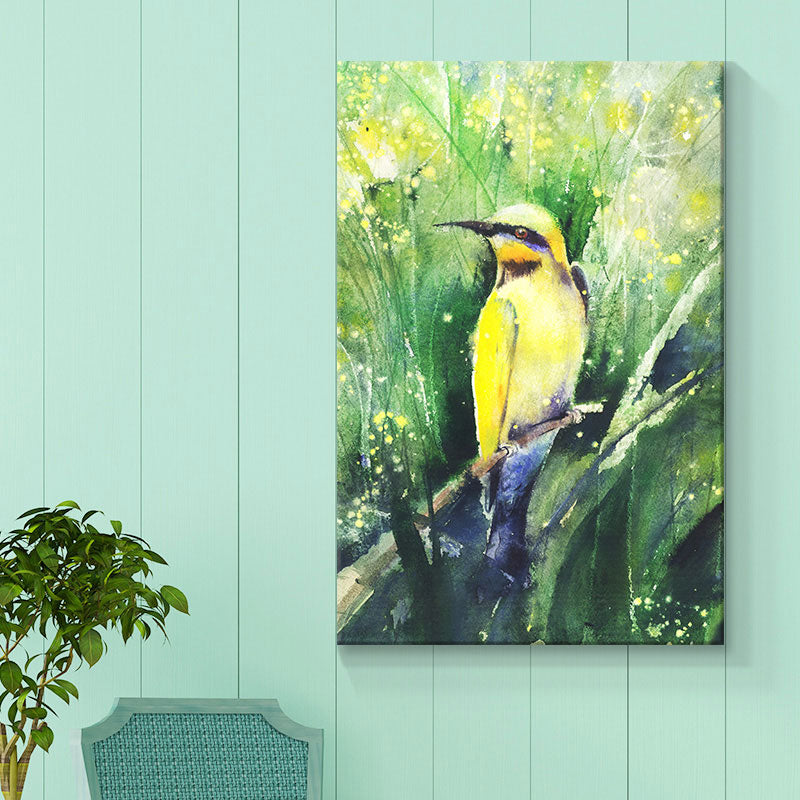 Rustic Bird Painting Canvas Print Pastel Color Textured Wall Art Decor for Living Room Green Clearhalo 'Art Gallery' 'Canvas Art' 'Country Art Gallery' 'French Country' 'Rustic' Arts' 1656434
