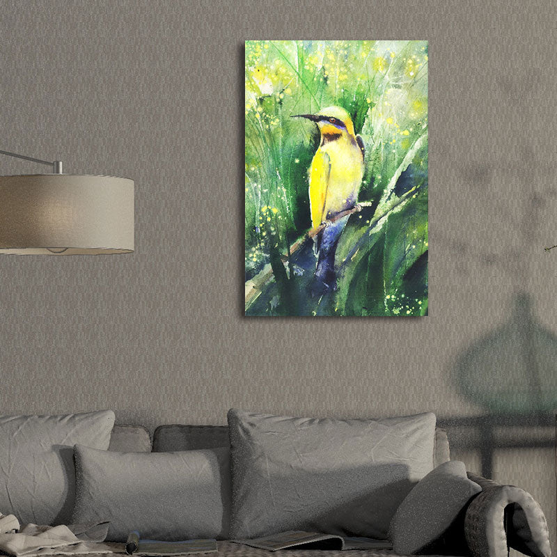 Rustic Bird Painting Canvas Print Pastel Color Textured Wall Art Decor for Living Room Clearhalo 'Art Gallery' 'Canvas Art' 'Country Art Gallery' 'French Country' 'Rustic' Arts' 1656435