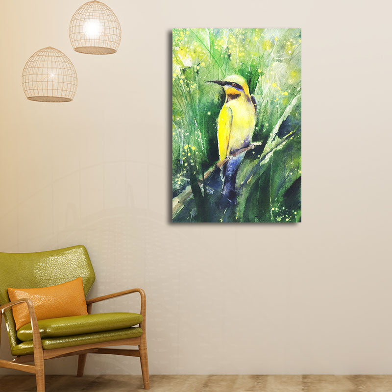 Rustic Bird Painting Canvas Print Pastel Color Textured Wall Art Decor for Living Room Clearhalo 'Art Gallery' 'Canvas Art' 'Country Art Gallery' 'French Country' 'Rustic' Arts' 1656436