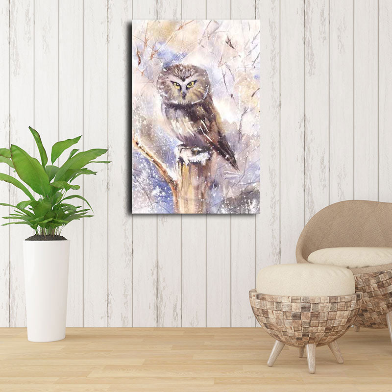 Rustic Bird Painting Canvas Print Pastel Color Textured Wall Art Decor for Living Room Brown Clearhalo 'Art Gallery' 'Canvas Art' 'Country Art Gallery' 'French Country' 'Rustic' Arts' 1656442