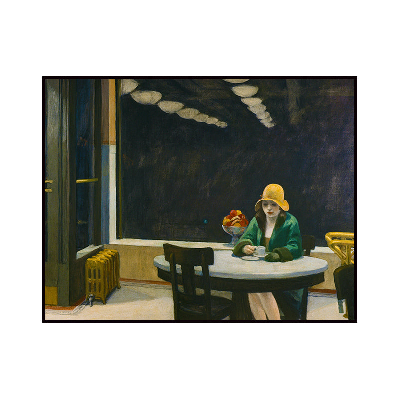 Traditional Painting in Green Edward Hopper Yellow Hat Woman Canvas Art Print for Home Clearhalo 'Art Gallery' 'Canvas Art' 'Traditional' Arts' 1656484