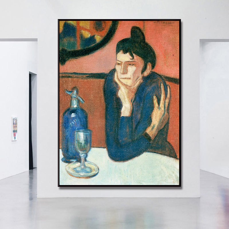 Red Traditional Wall Art the Absinthe Drinker Painting Canvas Print for Sitting Room Red Clearhalo 'Art Gallery' 'Canvas Art' 'Traditional' Arts' 1656488