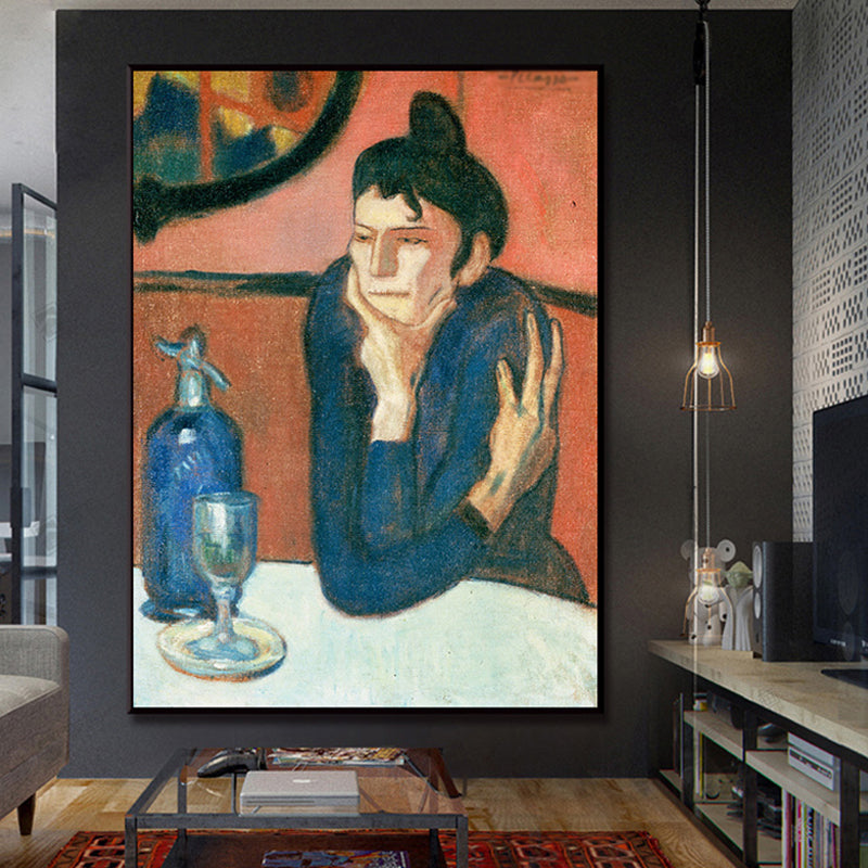 Red Traditional Wall Art the Absinthe Drinker Painting Canvas Print for Sitting Room Clearhalo 'Art Gallery' 'Canvas Art' 'Traditional' Arts' 1656490