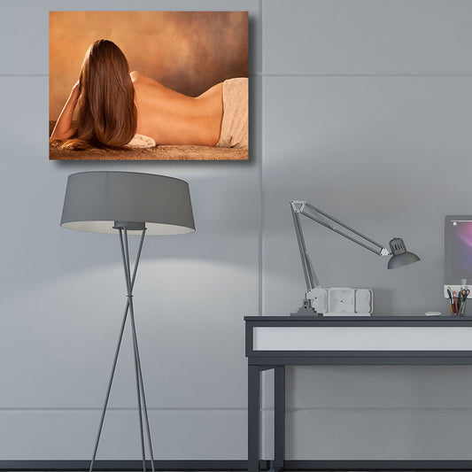 Photographic Print Minimalism Canvas Art Lying Beauty in Yellow for Sleeping Room Clearhalo 'Art Gallery' 'Canvas Art' 'Contemporary Art Gallery' 'Modern' Arts' 1656511