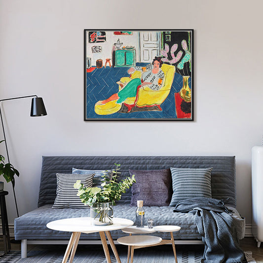 Textured Lying Girl Painting Modern Style Canvas Wall Art, Multiple Sizes Options Yellow Clearhalo 'Art Gallery' 'Canvas Art' 'Contemporary Art Gallery' 'Modern' Arts' 1656517