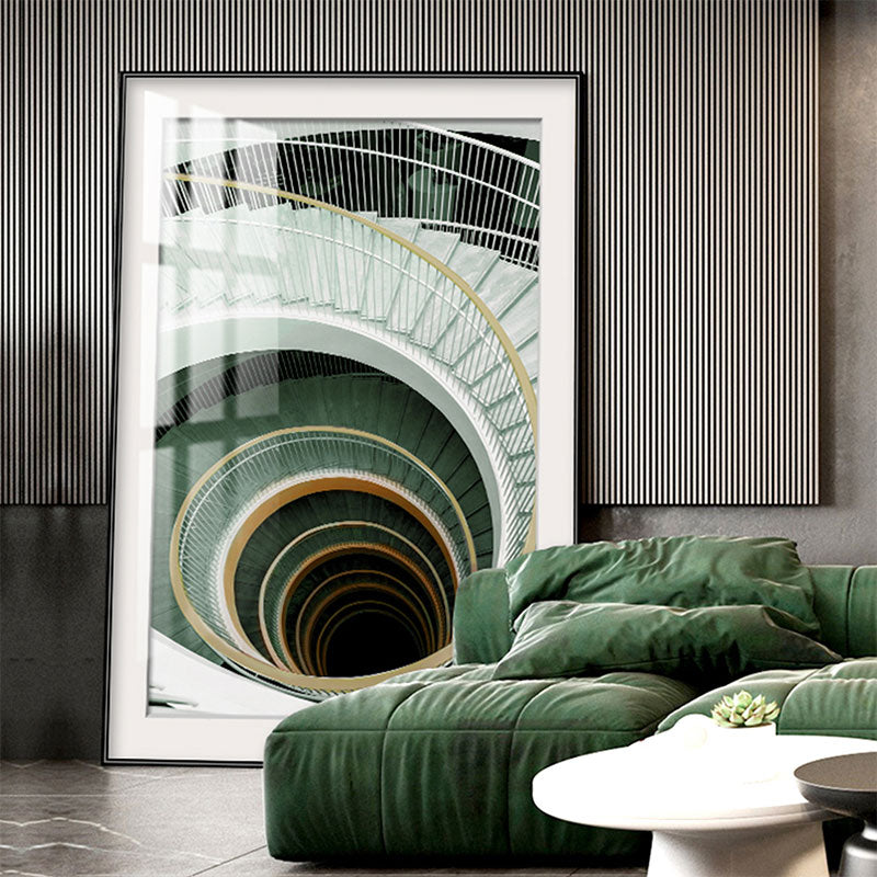 Green Modern Art Print Unique Swirling Staircase Wrapped Canvas for Sitting Room Green Clearhalo 'Art Gallery' 'Canvas Art' 'Contemporary Art Gallery' 'Modern' Arts' 1656531