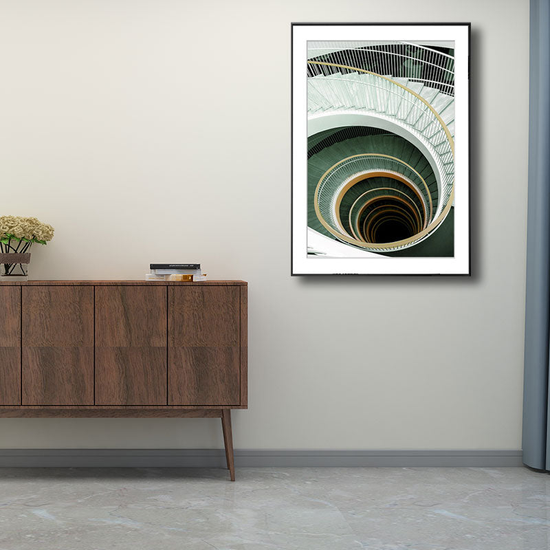 Green Modern Art Print Unique Swirling Staircase Wrapped Canvas for Sitting Room Clearhalo 'Art Gallery' 'Canvas Art' 'Contemporary Art Gallery' 'Modern' Arts' 1656533