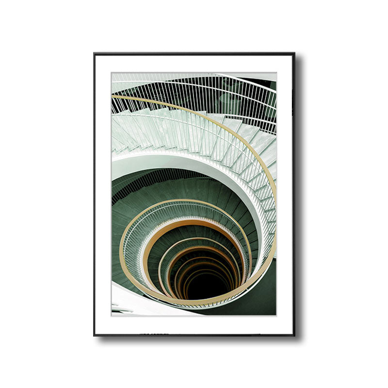 Green Modern Art Print Unique Swirling Staircase Wrapped Canvas for Sitting Room Clearhalo 'Art Gallery' 'Canvas Art' 'Contemporary Art Gallery' 'Modern' Arts' 1656534
