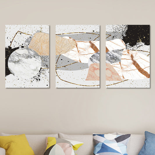 Textured Abstract Wall Art Decor Nordic Canvas Print in Light Color for Room, Set of 3 Clearhalo 'Arts' 'Canvas Art' 1656608