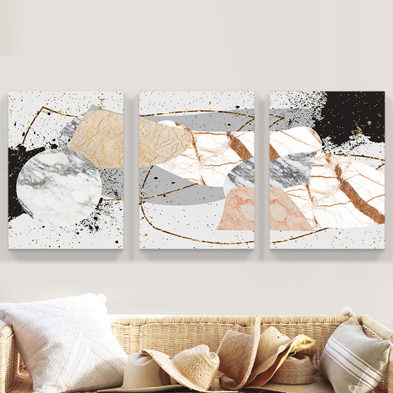 Textured Abstract Wall Art Decor Nordic Canvas Print in Light Color for Room, Set of 3 Clearhalo 'Arts' 'Canvas Art' 1656609