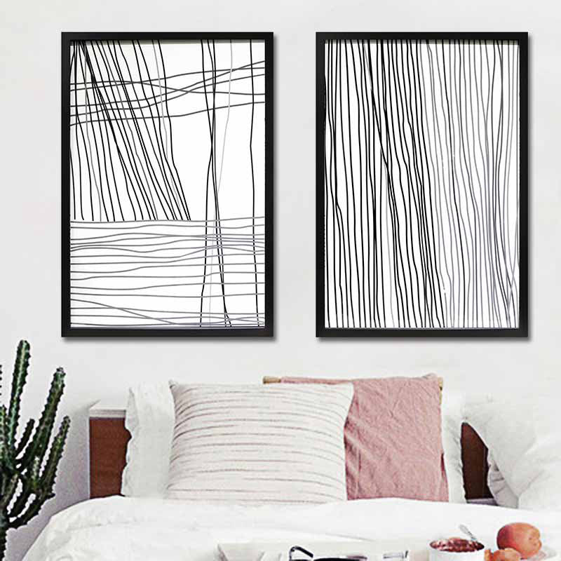 White Stripes Pattern Canvas Pencil Minimalism Style Textured Wall Print for Kitchen Clearhalo 'Art Gallery' 'Canvas Art' 'Contemporary Art Gallery' 'Contemporary Art' 'Minimalism' 'Minimalist Art Gallery' 'Scandinavian' Arts' 1656619