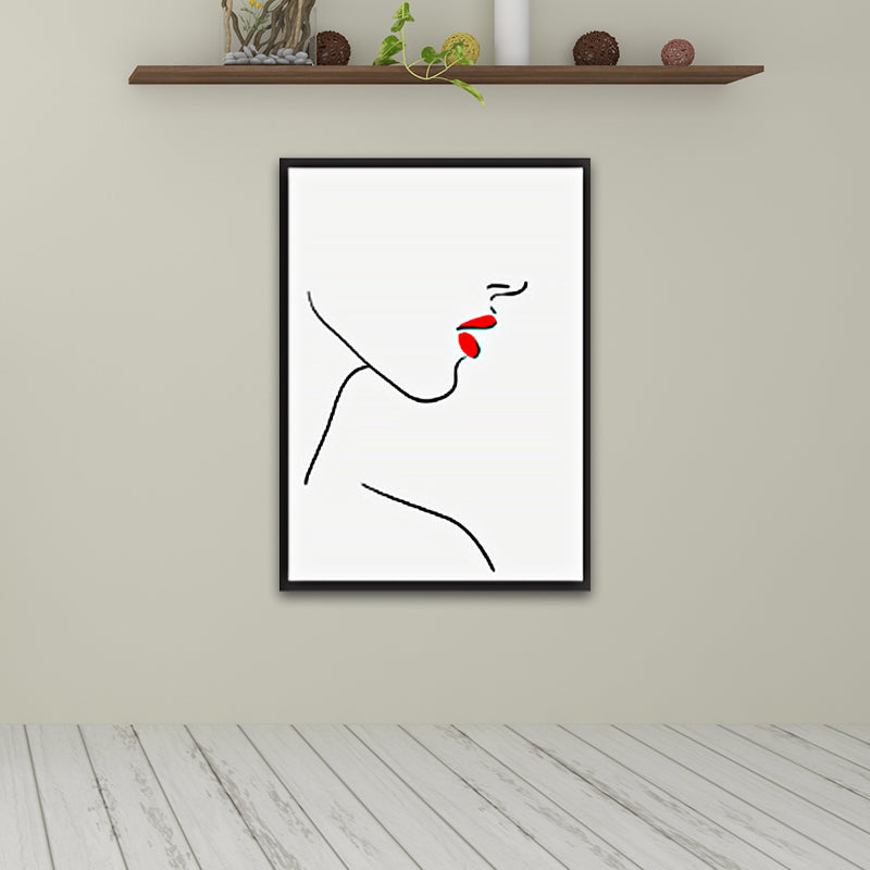 Minimalism Girls'Face Canvas Red Kitchen Wall Art Decor, Multiple Sizes Available Red Clearhalo 'Art Gallery' 'Canvas Art' 'Contemporary Art Gallery' 'Contemporary Art' 'Minimalism' 'Minimalist Art Gallery' 'Scandinavian' Arts' 1656633