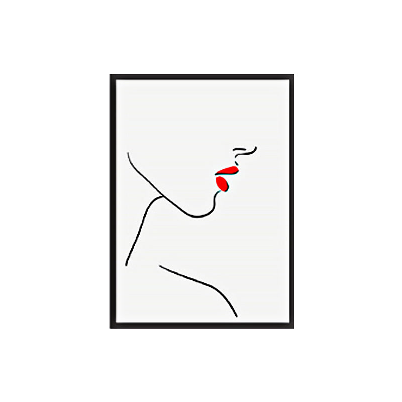 Minimalism Girls'Face Canvas Red Kitchen Wall Art Decor, Multiple Sizes Available Clearhalo 'Art Gallery' 'Canvas Art' 'Contemporary Art Gallery' 'Contemporary Art' 'Minimalism' 'Minimalist Art Gallery' 'Scandinavian' Arts' 1656636