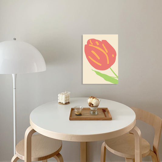 Illustration Tulip Wall Decor Red Vintage Canvas Print for Dining Room, Multiple Sizes Red Clearhalo 'Art Gallery' 'Canvas Art' 'Kids' Arts' 1656641