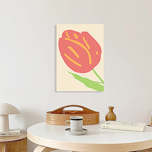 Illustration Tulip Wall Decor Red Vintage Canvas Print for Dining Room, Multiple Sizes Clearhalo 'Art Gallery' 'Canvas Art' 'Kids' Arts' 1656642