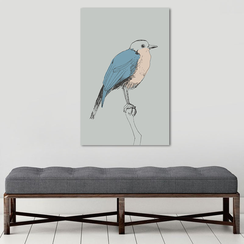 Canvas Blue Wall Decor Minimalist Bird Art Print for Nursery, Multiple Size Options Clearhalo 'Art Gallery' 'Canvas Art' 'Kids' Arts' 1656670