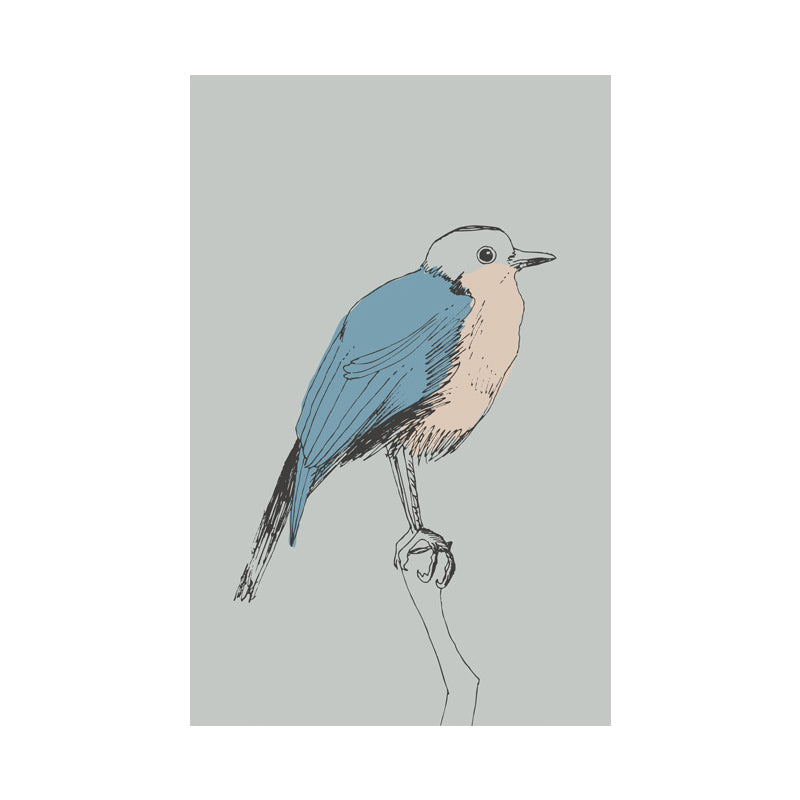 Canvas Blue Wall Decor Minimalist Bird Art Print for Nursery, Multiple Size Options Clearhalo 'Art Gallery' 'Canvas Art' 'Kids' Arts' 1656672