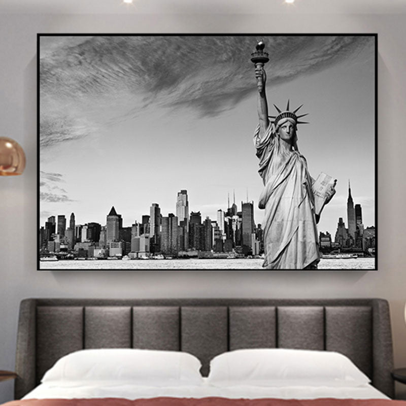 Scandinavian Landmark Wall Decor Grey for Parlor Canvas Art, Multiple Size Available Grey Clearhalo 'Arts' 'Canvas Art' 1656676