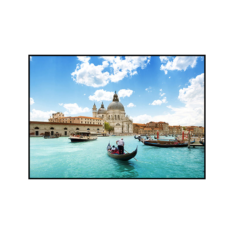 Scandinavian Water City Wrapped Canvas Soft Color for Drawing Room Wall Art Print Clearhalo 'Arts' 'Canvas Art' 1656711