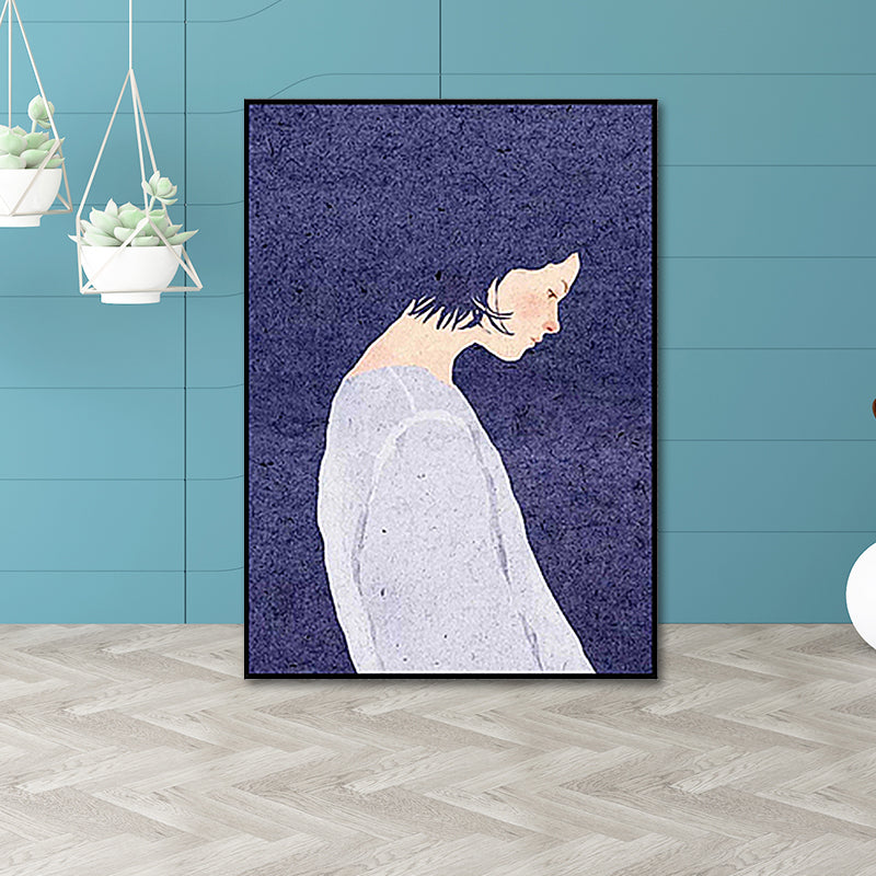 Nordic Woman Art Print Canvas Textured Purple Wall Decor for Living Room, Multiple Sizes Purple Clearhalo 'Arts' 'Canvas Art' 1656767