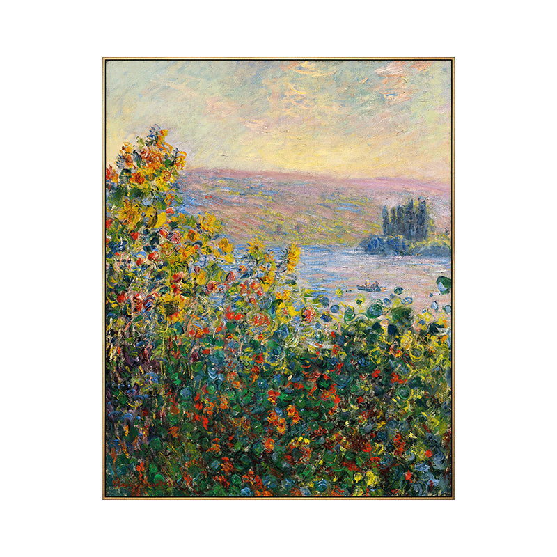 Green Rustic Wall Art Decor Blooming Flower by the Witte River Painting for Home Clearhalo 'Art Gallery' 'Canvas Art' 'Country Art Gallery' 'French Country' 'Rustic' Arts' 1656792