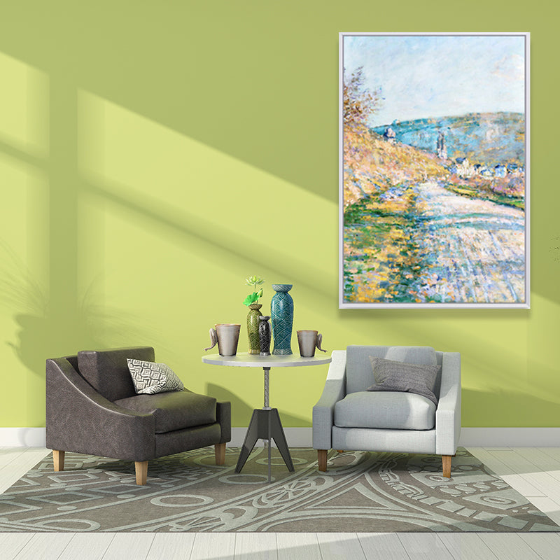 Spring in River Wall Decor Farmhouse Picturesque Scenery Canvas Art in Light Color Clearhalo 'Art Gallery' 'Canvas Art' 'Country Art Gallery' 'French Country' 'Rustic' Arts' 1656805