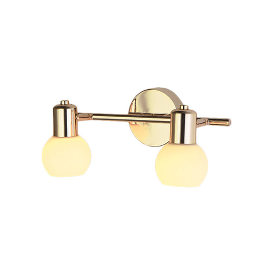 2/3 Bulbs Wall Sconce Lighting with Bubble Shade Milky Glass Modern Bedroom Light Fixture in Brass Clearhalo 'Cast Iron' 'Glass' 'Industrial' 'Modern wall lights' 'Modern' 'Tiffany' 'Traditional wall lights' 'Wall Lamps & Sconces' 'Wall Lights' Lighting' 165681