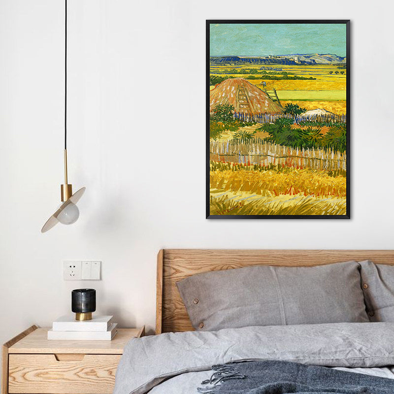 Poetic Wheat Field Painting for Home Van Gogh Artwork Wrapped Canvas in Green, Textured Clearhalo 'Art Gallery' 'Canvas Art' 'Country Art Gallery' 'French Country' 'Rustic' Arts' 1656879
